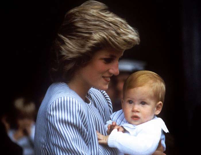 Принц Гарри в детстве с мамой принцессой Дианой