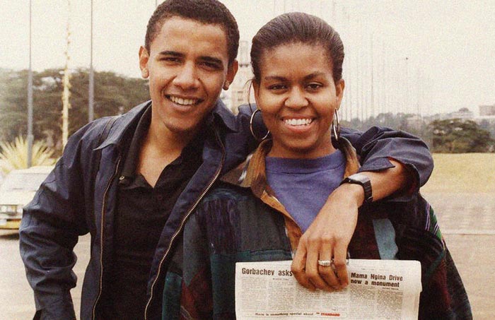 Мишель Обама и Барак Обама в молодости